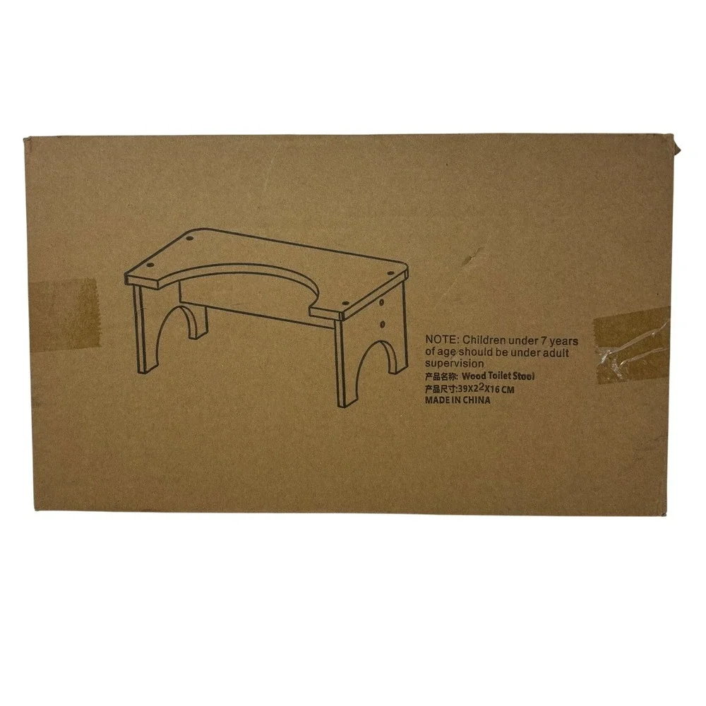 JACNITAD Wood Toilet Stool Ergonomic Bathroom Step Stool NEW